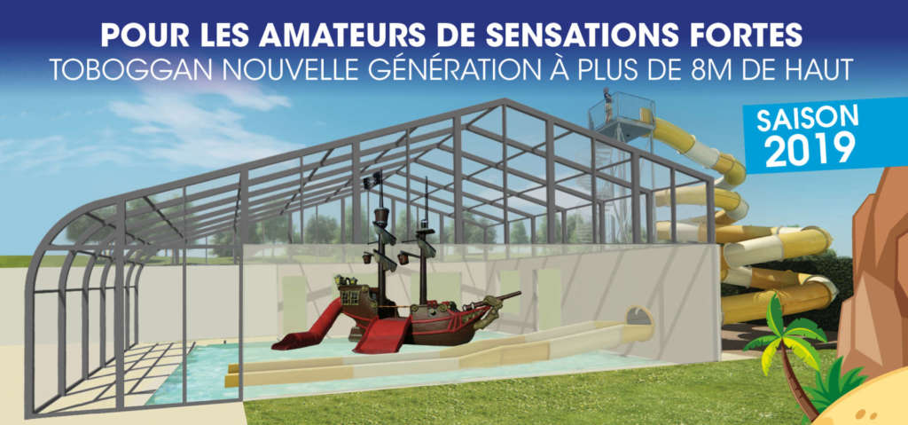 Camping avec nouvelle pataugeoire couverte et nouveau toboggan